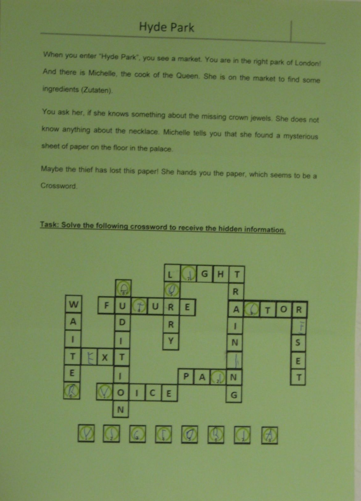 Task Crossword "Victoria" - ausgefüllt