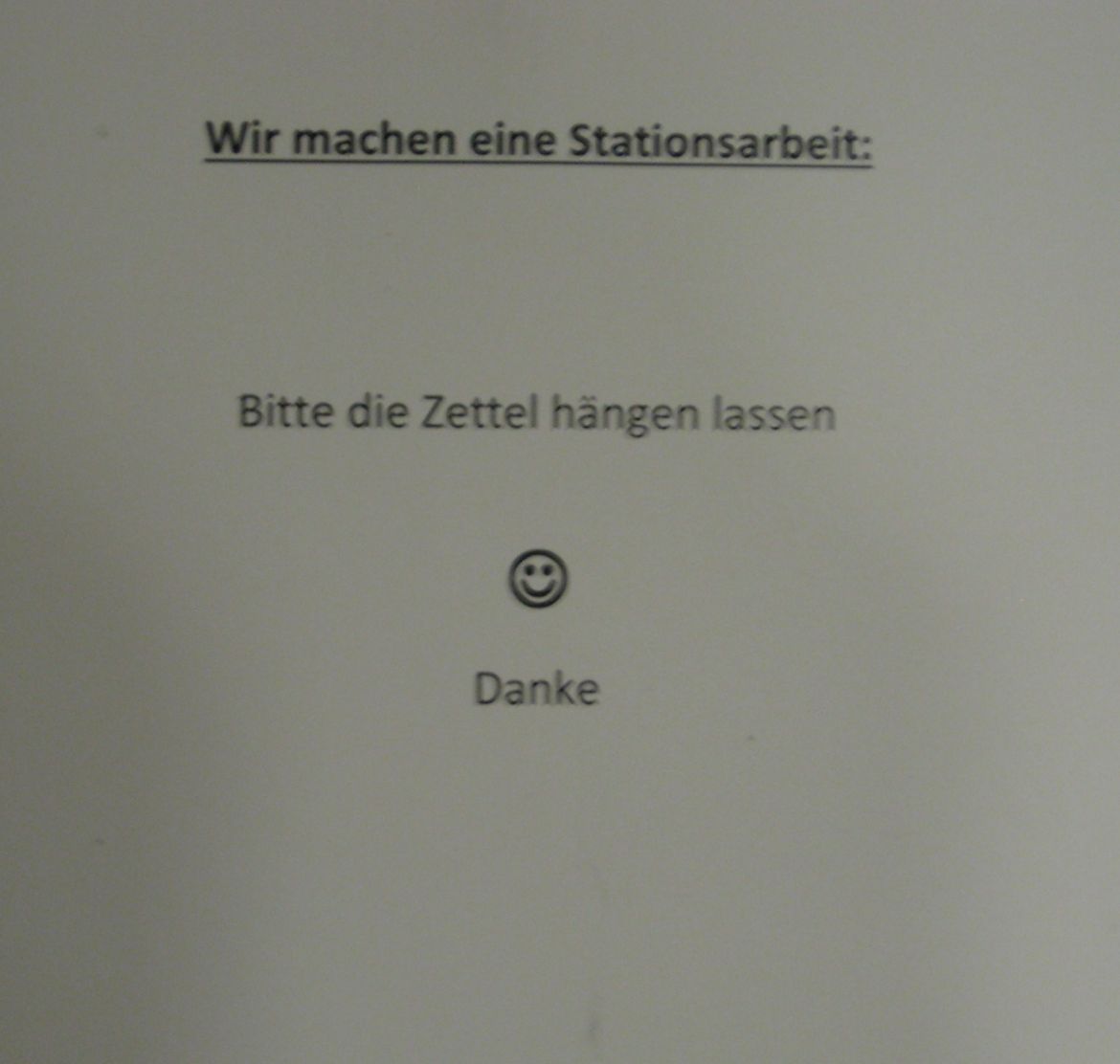 Stationsarbeit Ankündigung